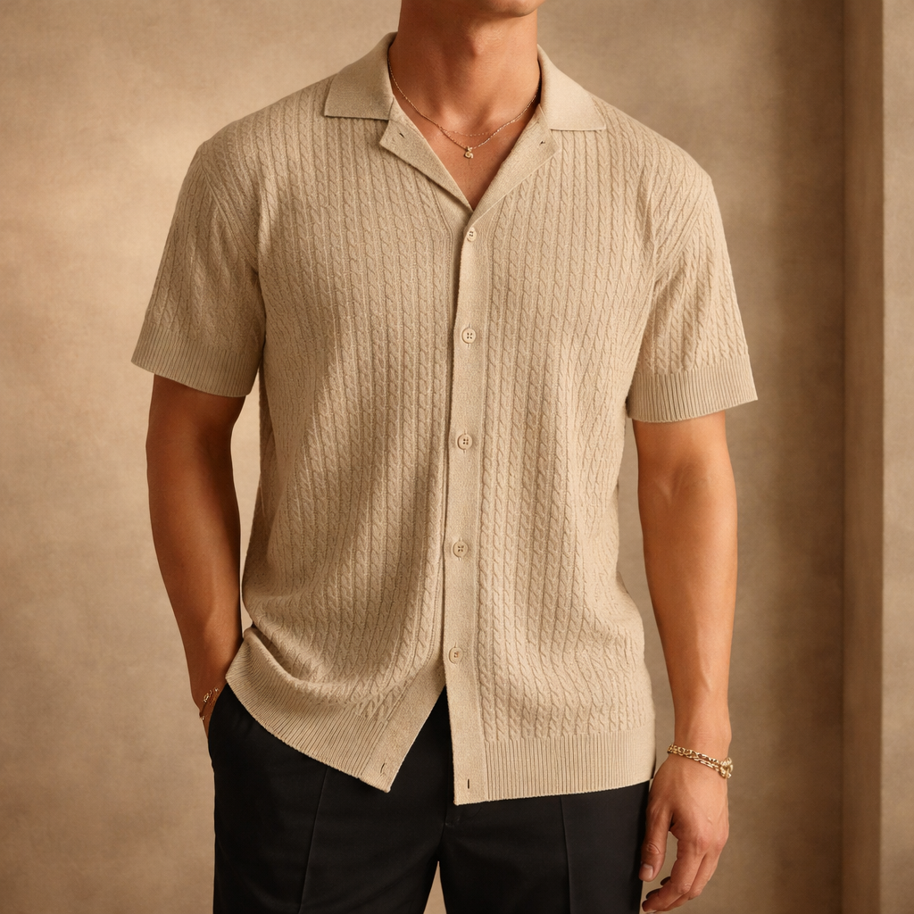 Marvello Cable Knit Button-Up
