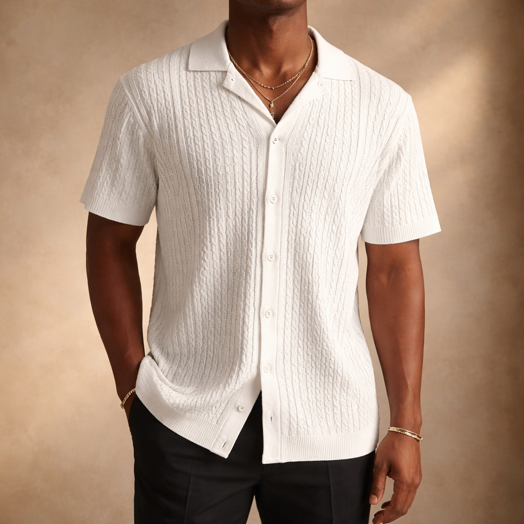 Marvello Cable Knit Button-Up