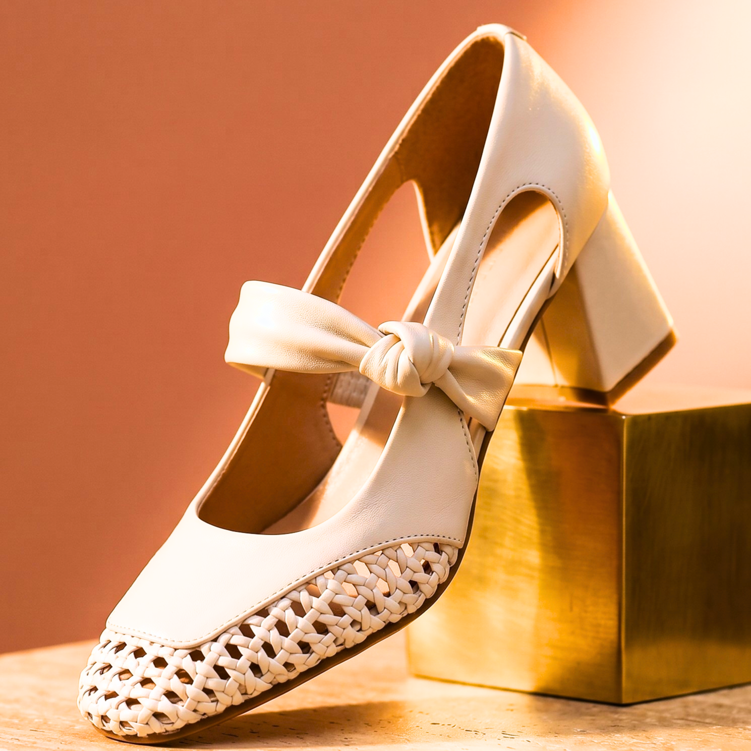 Marina Woven Leather Heels