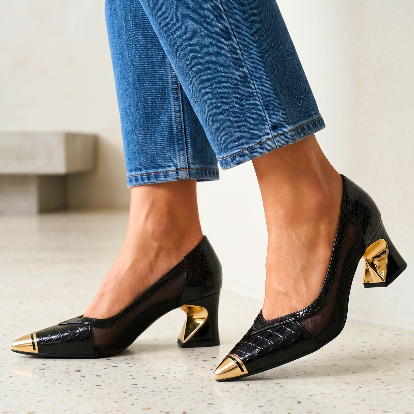 Valenza Sculpted Mesh Heels