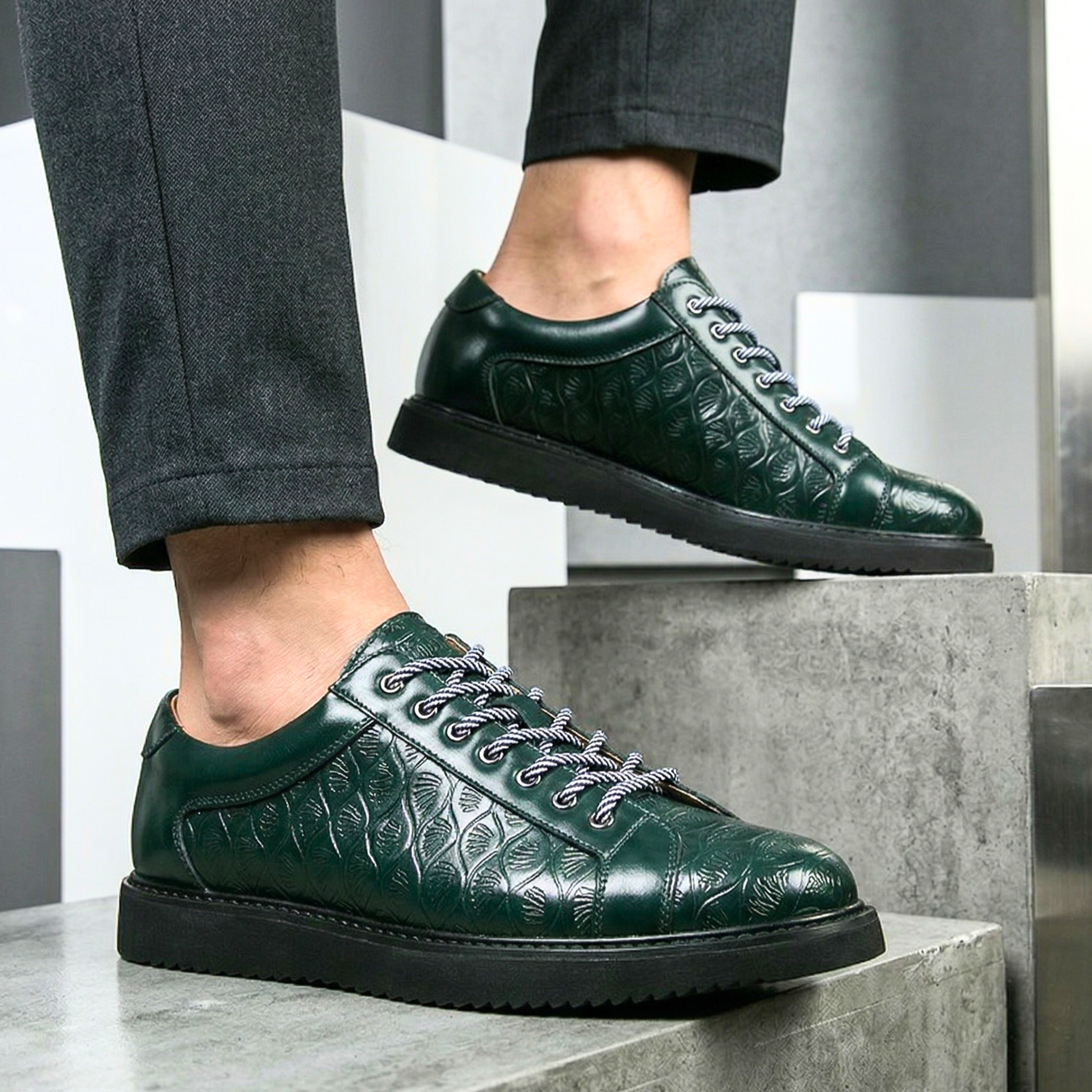 Montero Embossed Leather Sneakers
