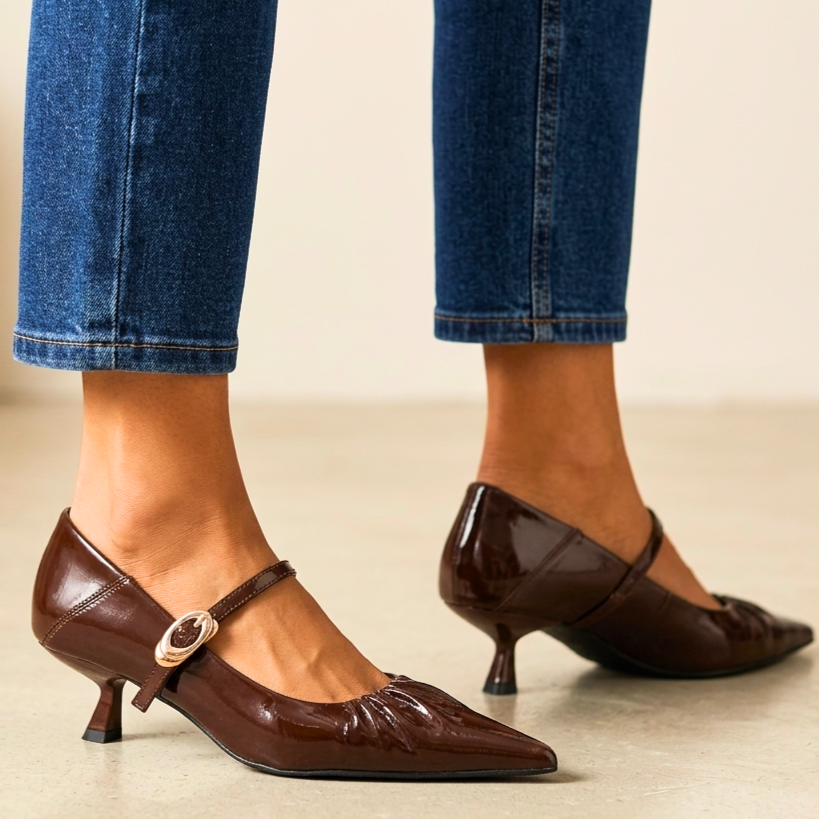 Camille Retro Leather Heels