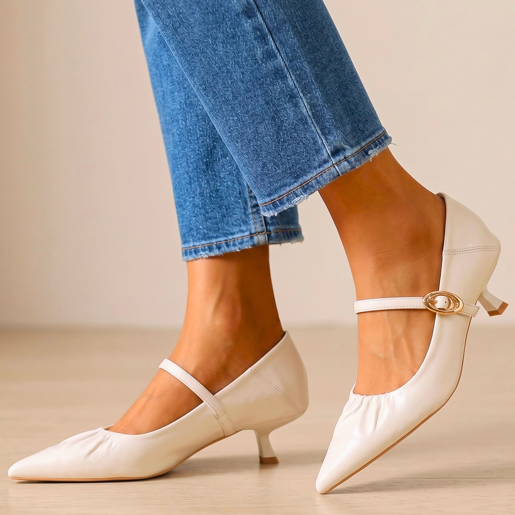 Camille Retro Leather Heels
