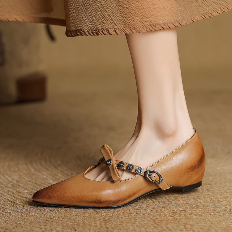 Andrea Genuine Leather Vintage Flats