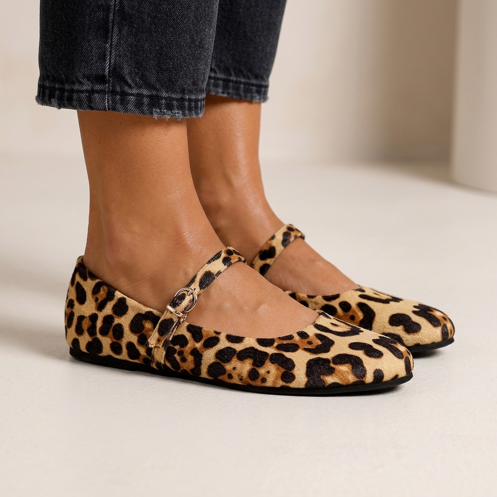 Amelia Leopard Mary Janes