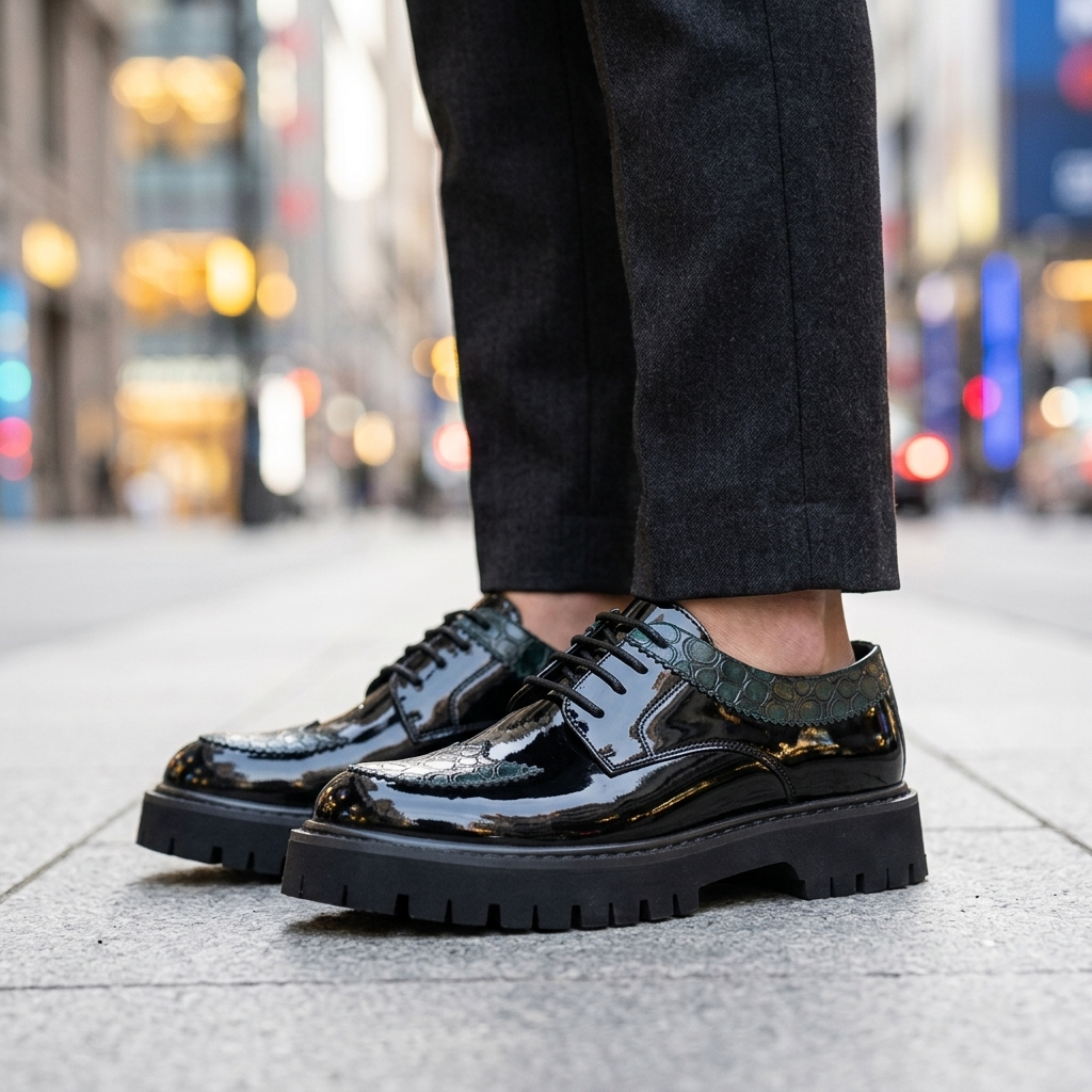Everett Metallic Leather Derbies