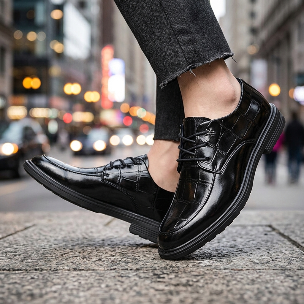 Wesley Croc-Embossed Derbies