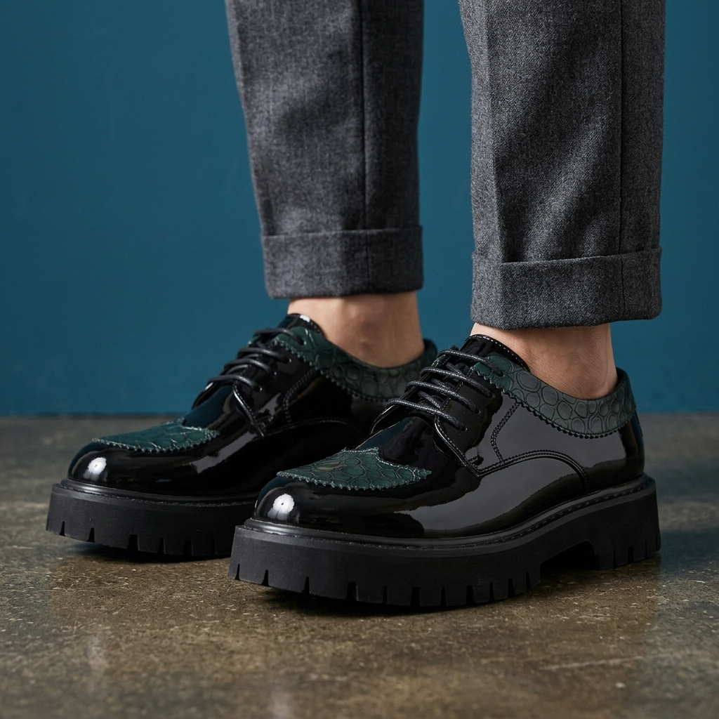 Everett Metallic Leather Derbies