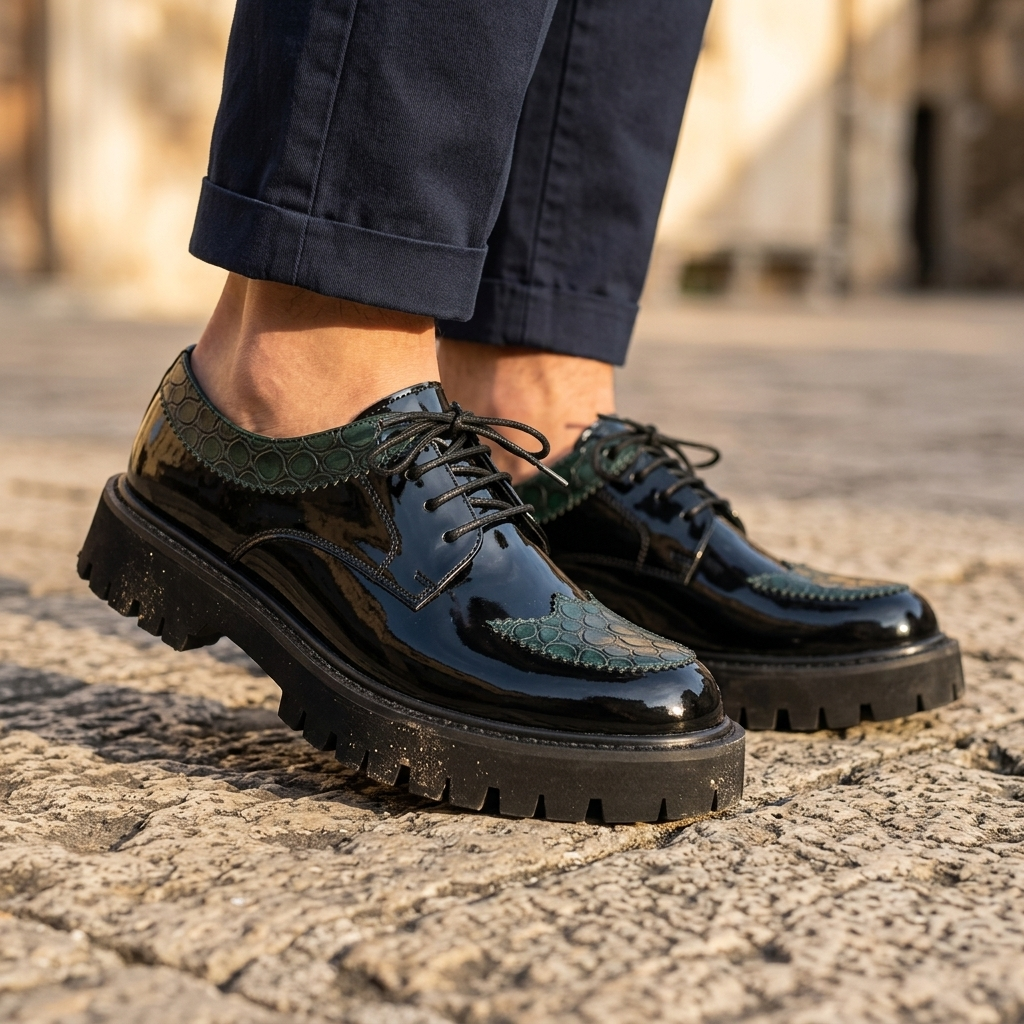 Everett Metallic Leather Derbies