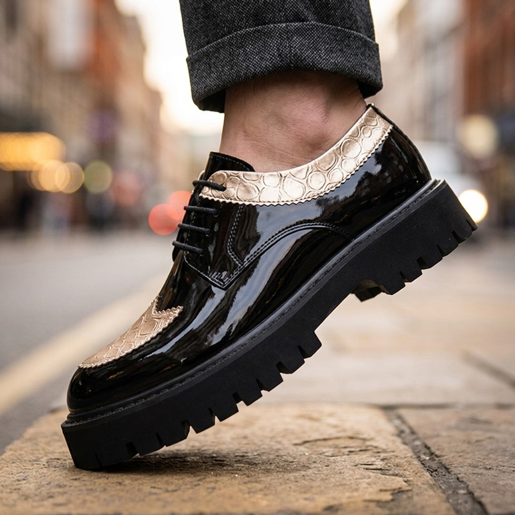 Everett Metallic Leather Derbies