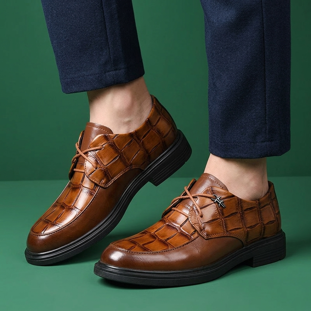 Wesley Croc-Embossed Derbies
