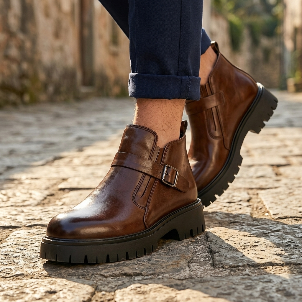 Hudson Leather Buckle Boots