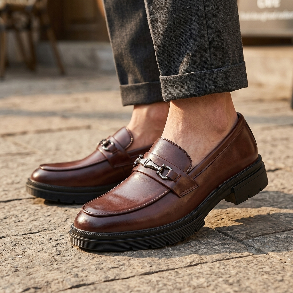 Grant Buckle Leather Loafers