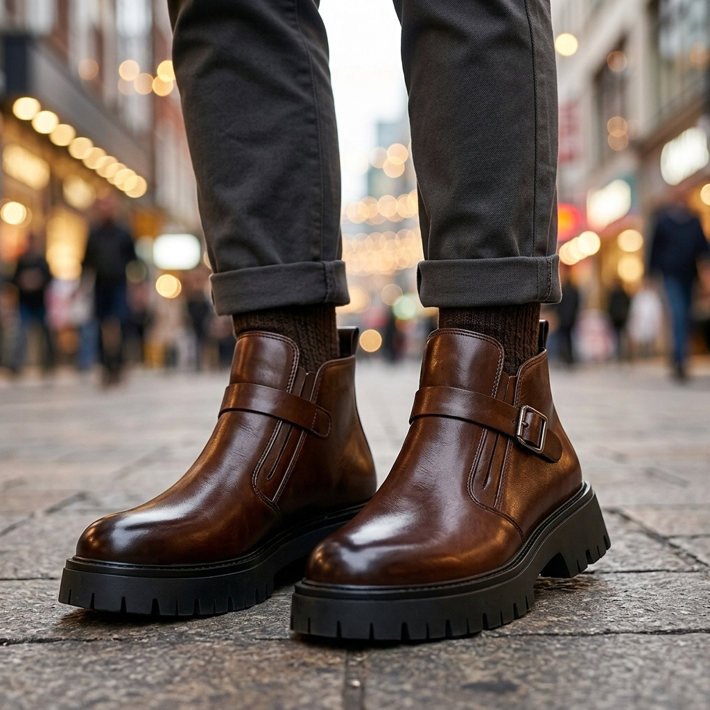 Hudson Leather Buckle Boots