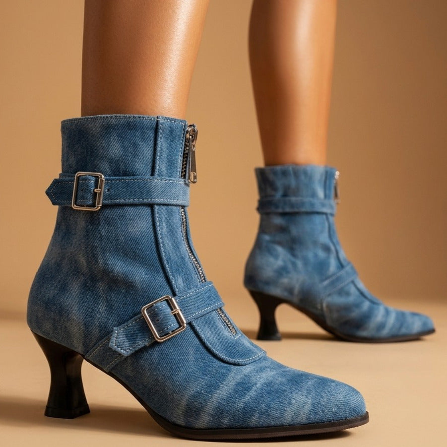 Everly Denim Kitten Boots