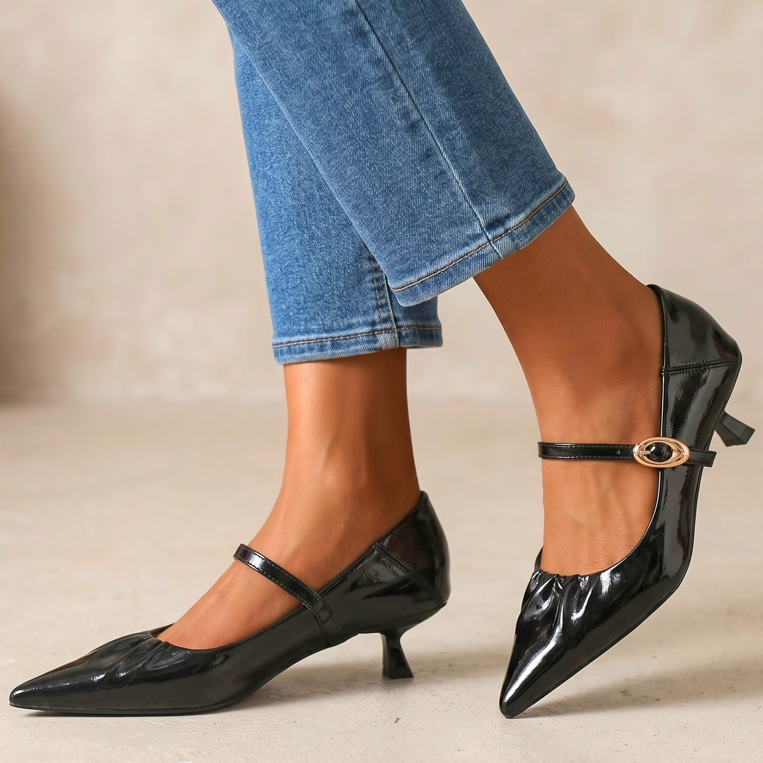 Camille Retro Leather Heels