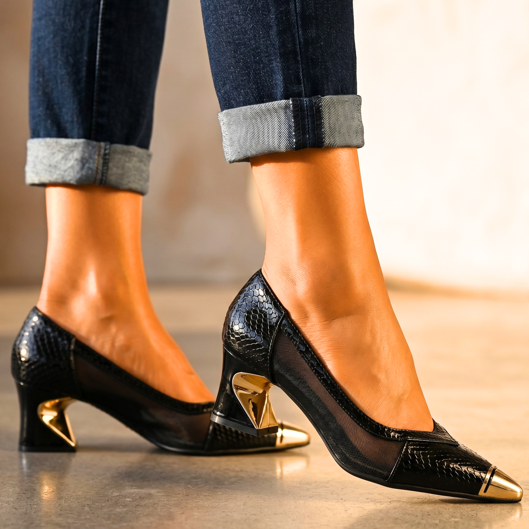 Valenza Sculpted Mesh Heels