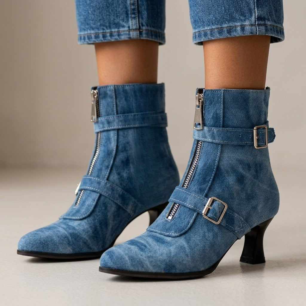 Everly Denim Kitten Boots