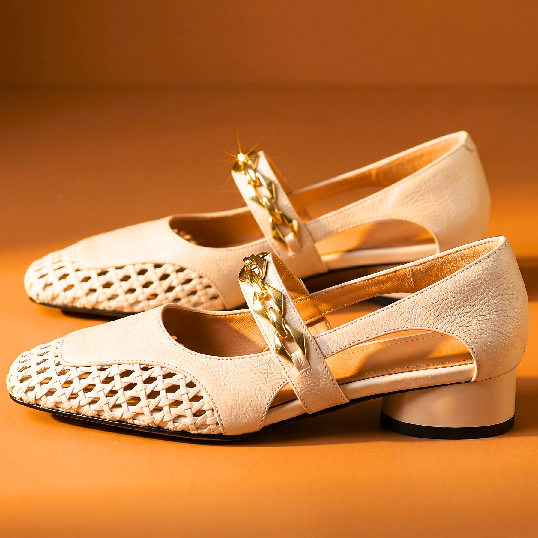 Valora Leather Woven Heels