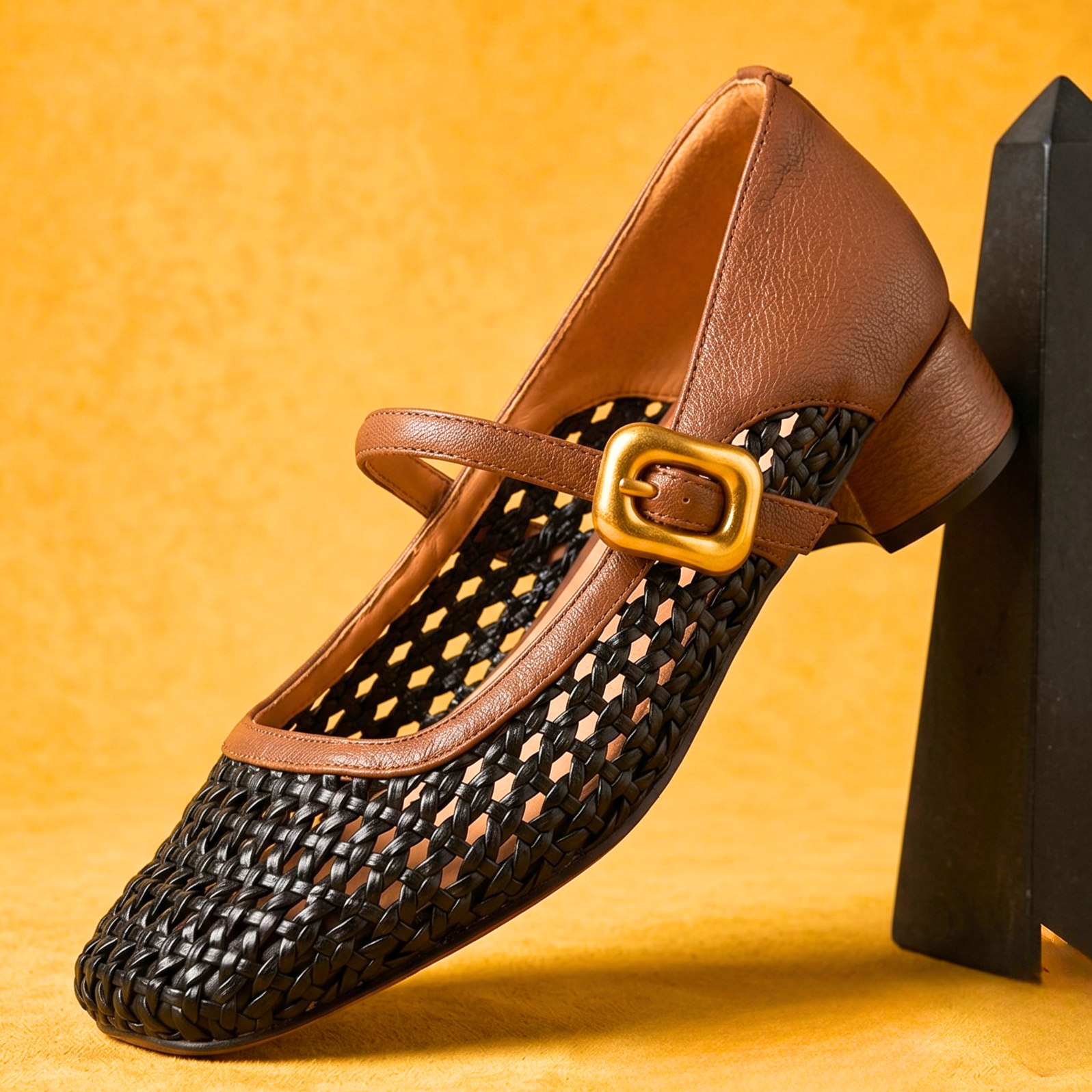 Reina Woven Leather Heels