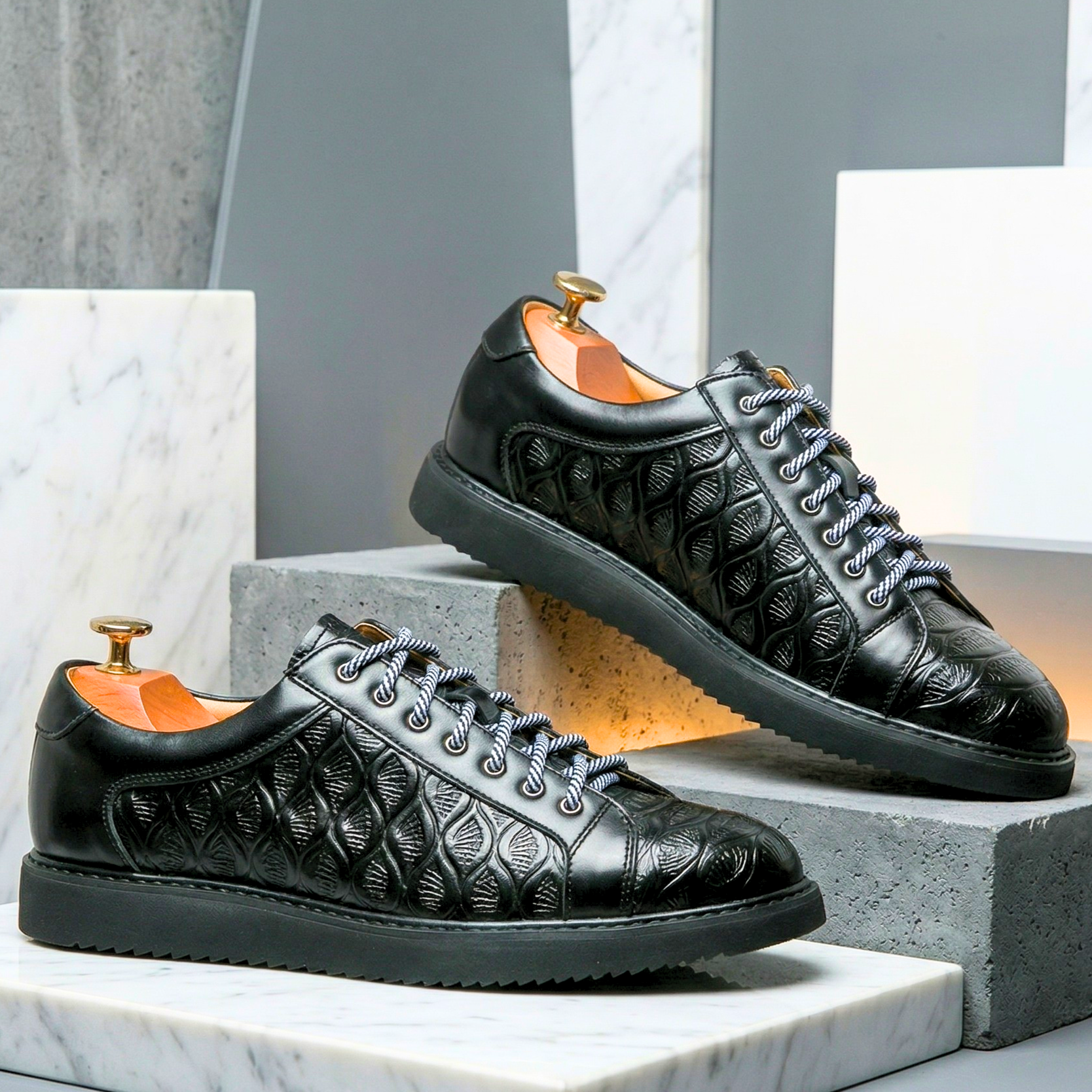 Montero Embossed Leather Sneakers
