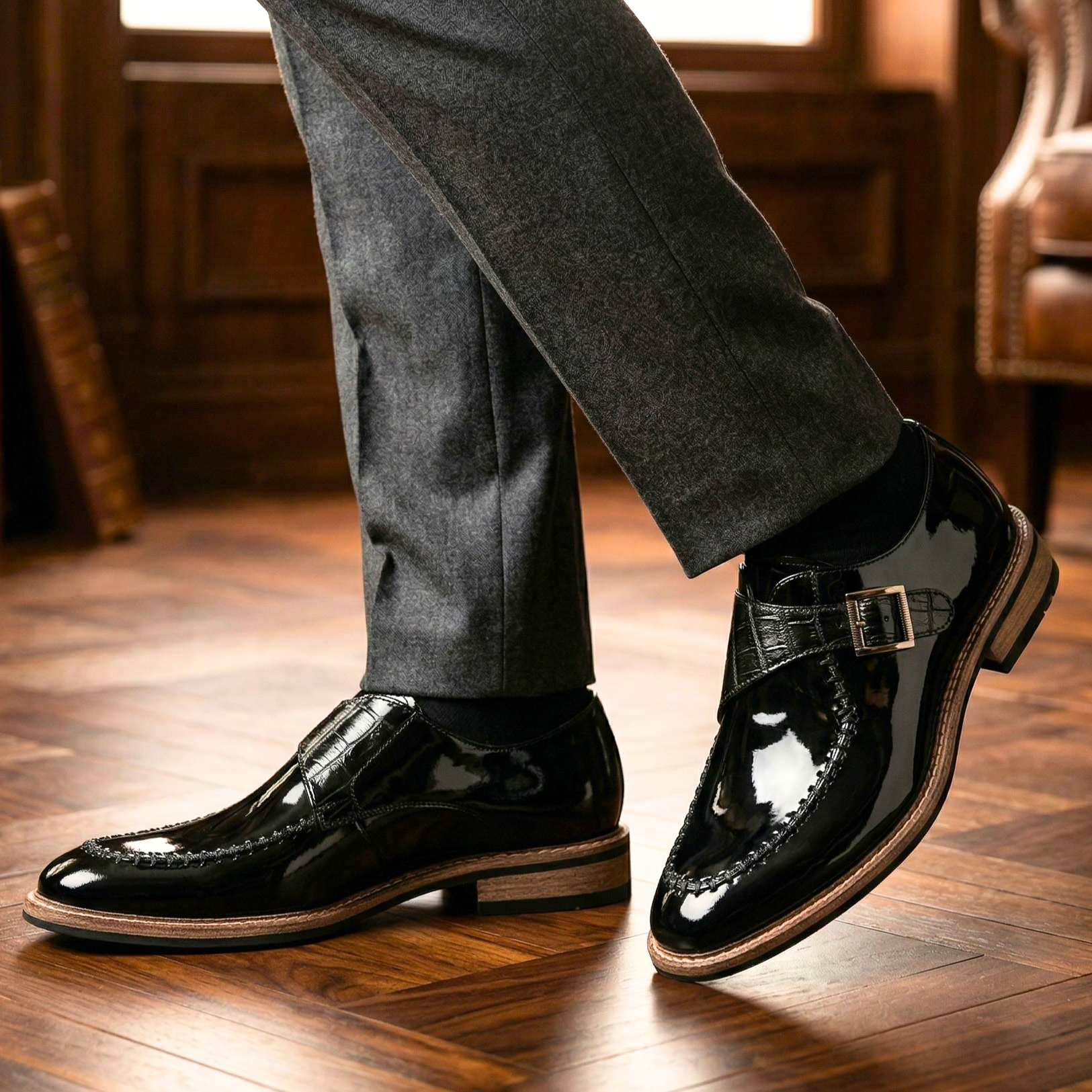 Marcello Leather Monk Strap Shoes