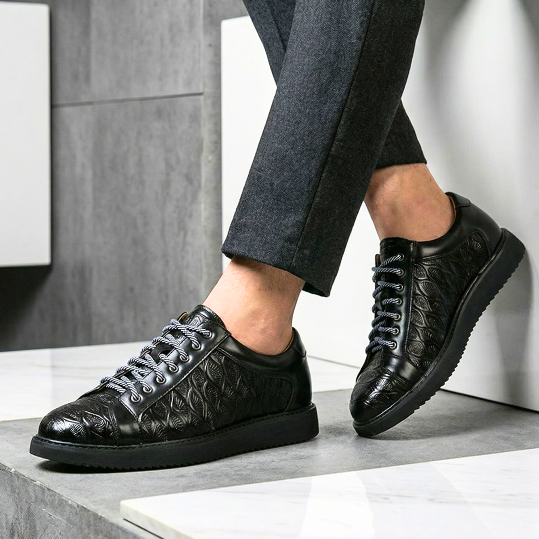 Montero Embossed Leather Sneakers