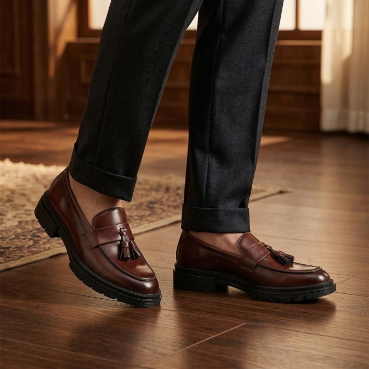 Liam Woven Leather Tassel Loafers