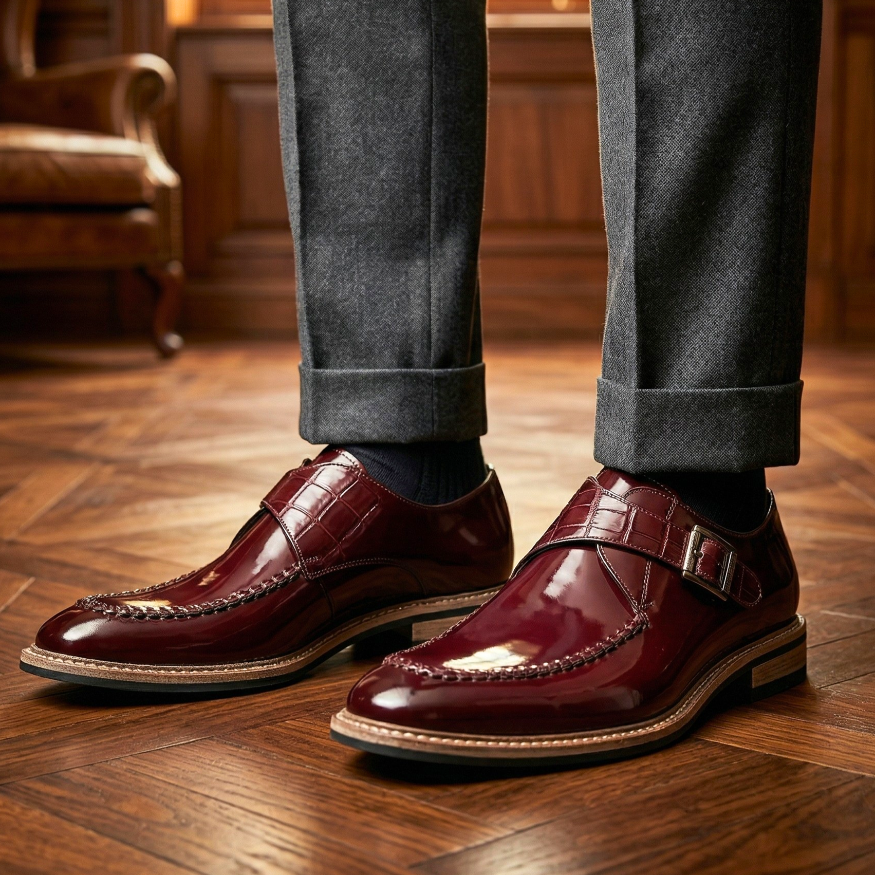 Marcello Leather Monk Strap Shoes