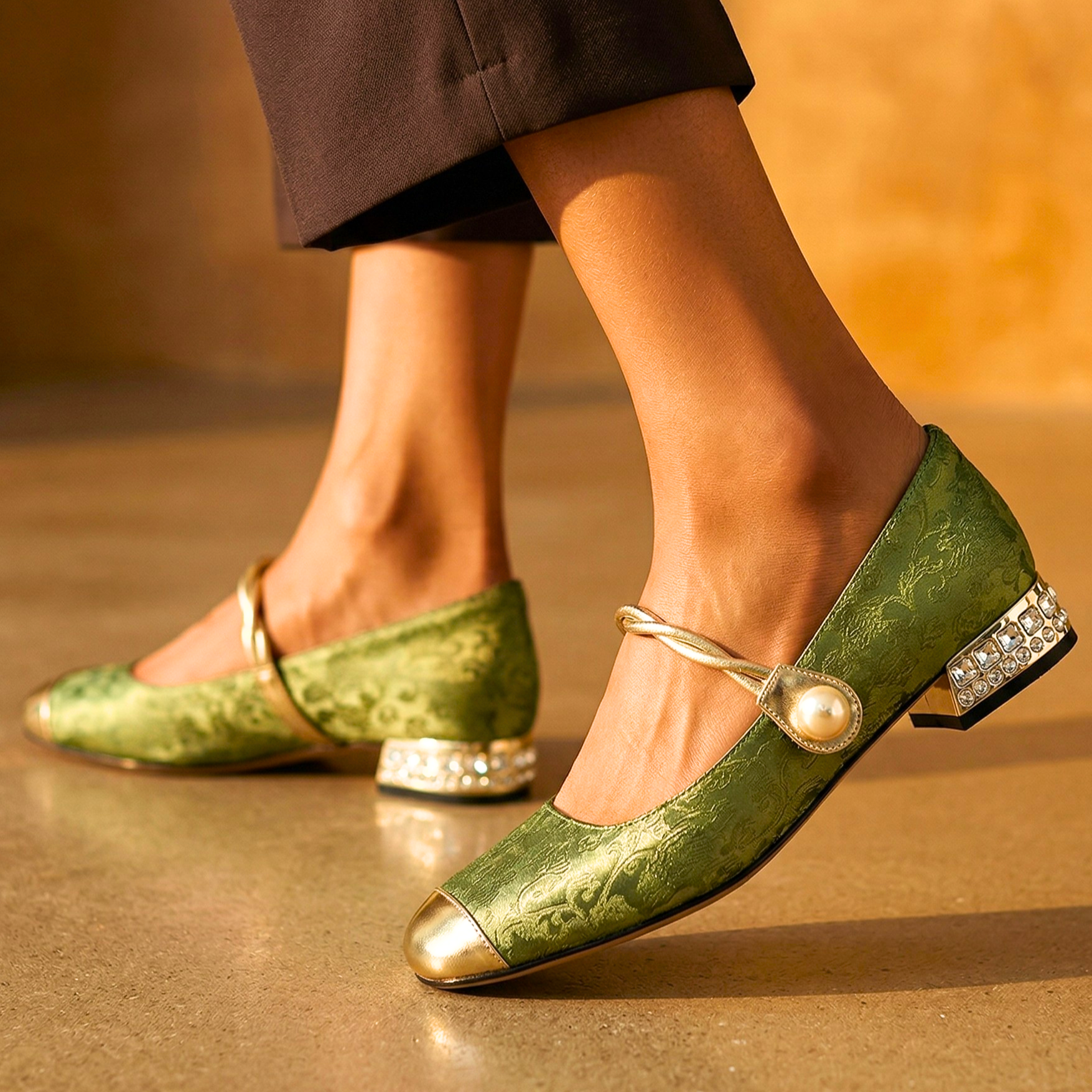 Florentine Pearl Strap Heels
