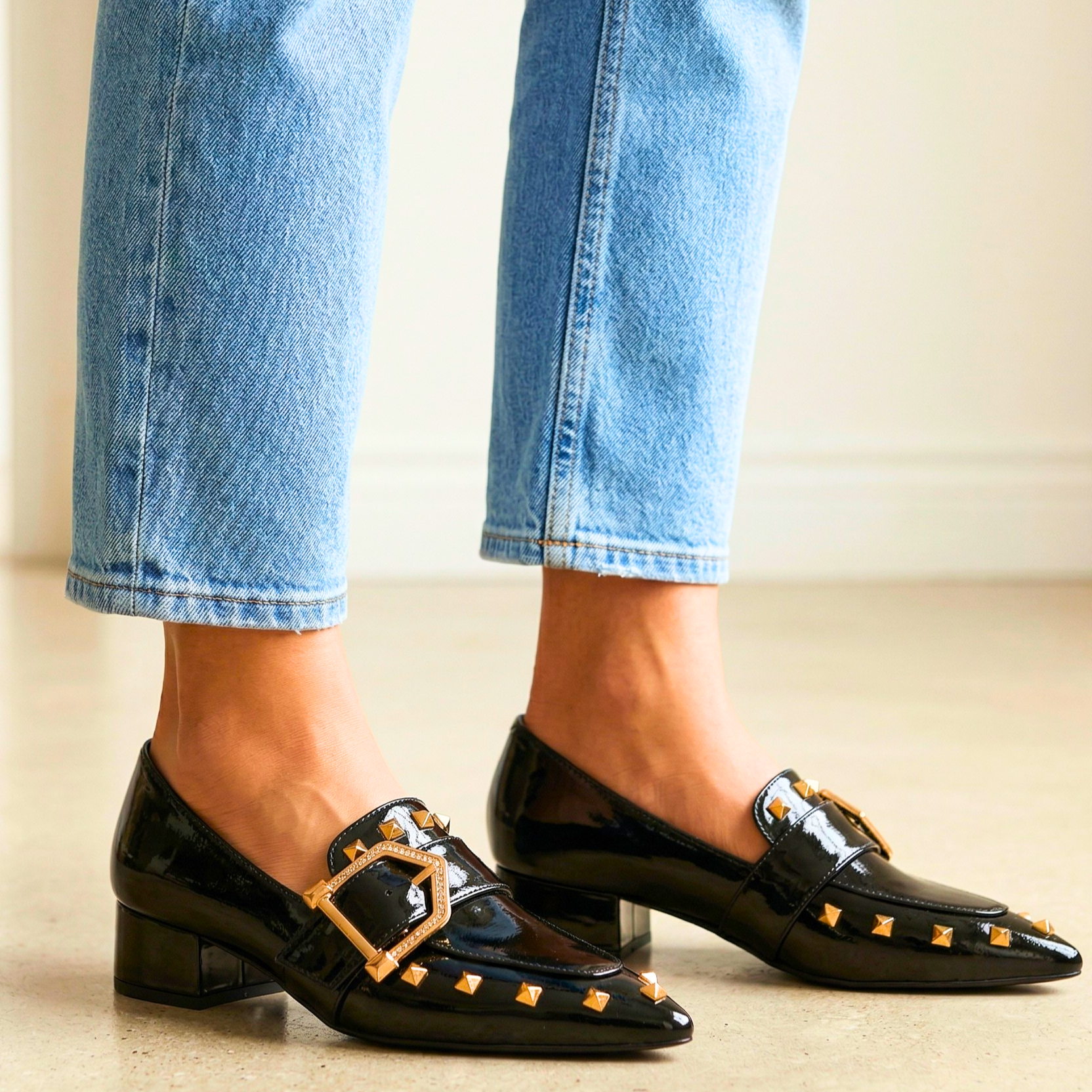 Vittoria Studded Leather Loafers