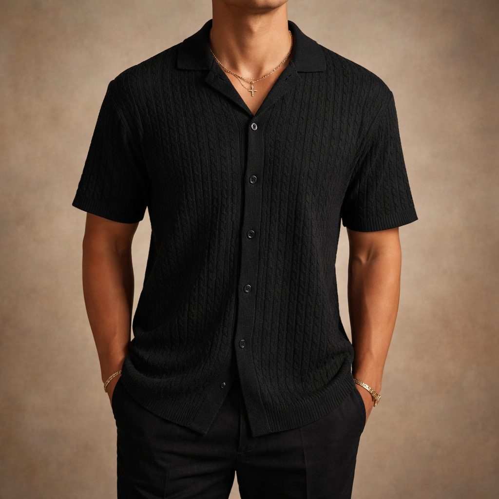 Marvello Cable Knit Button-Up