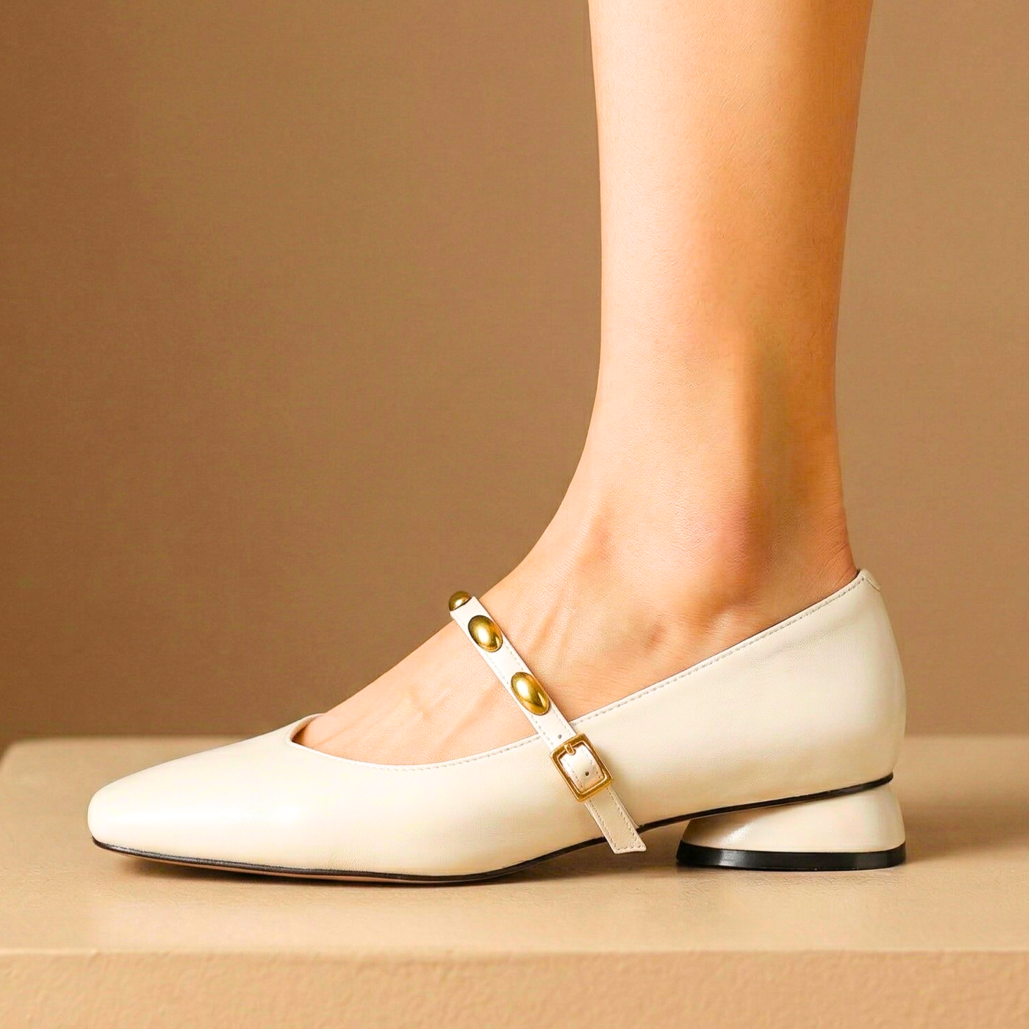 Elara Sculpted Leather Heels
