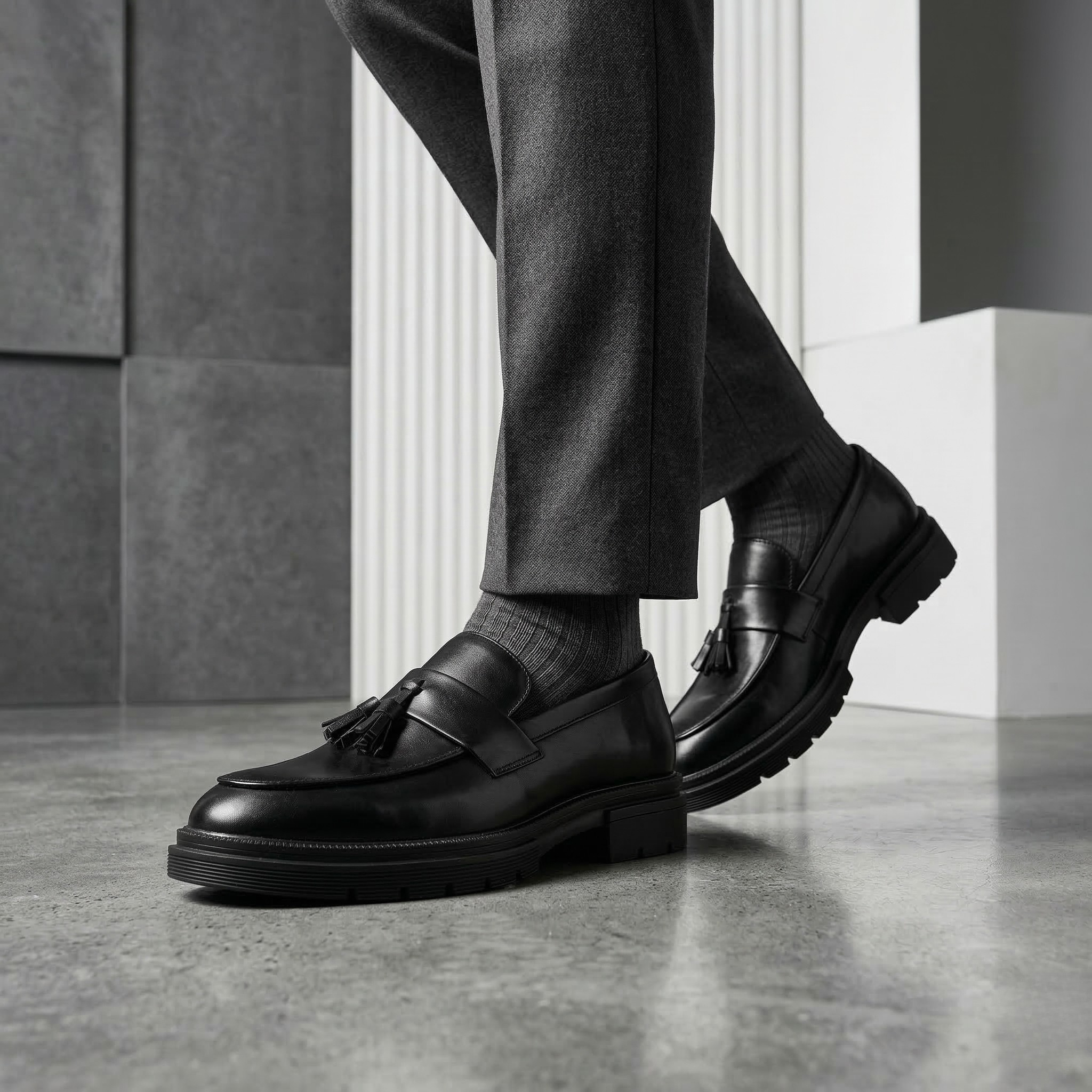 Liam Woven Leather Tassel Loafers