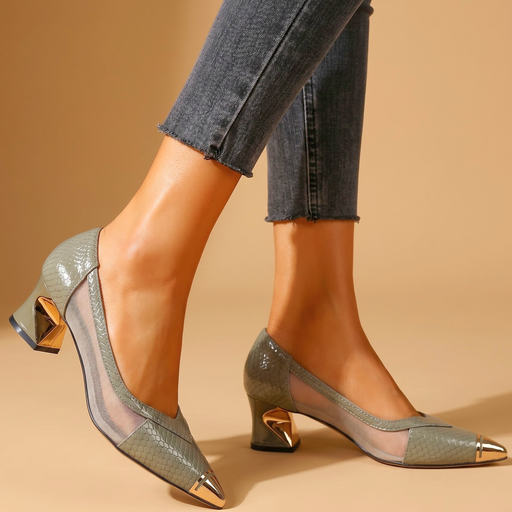 Valenza Sculpted Mesh Heels