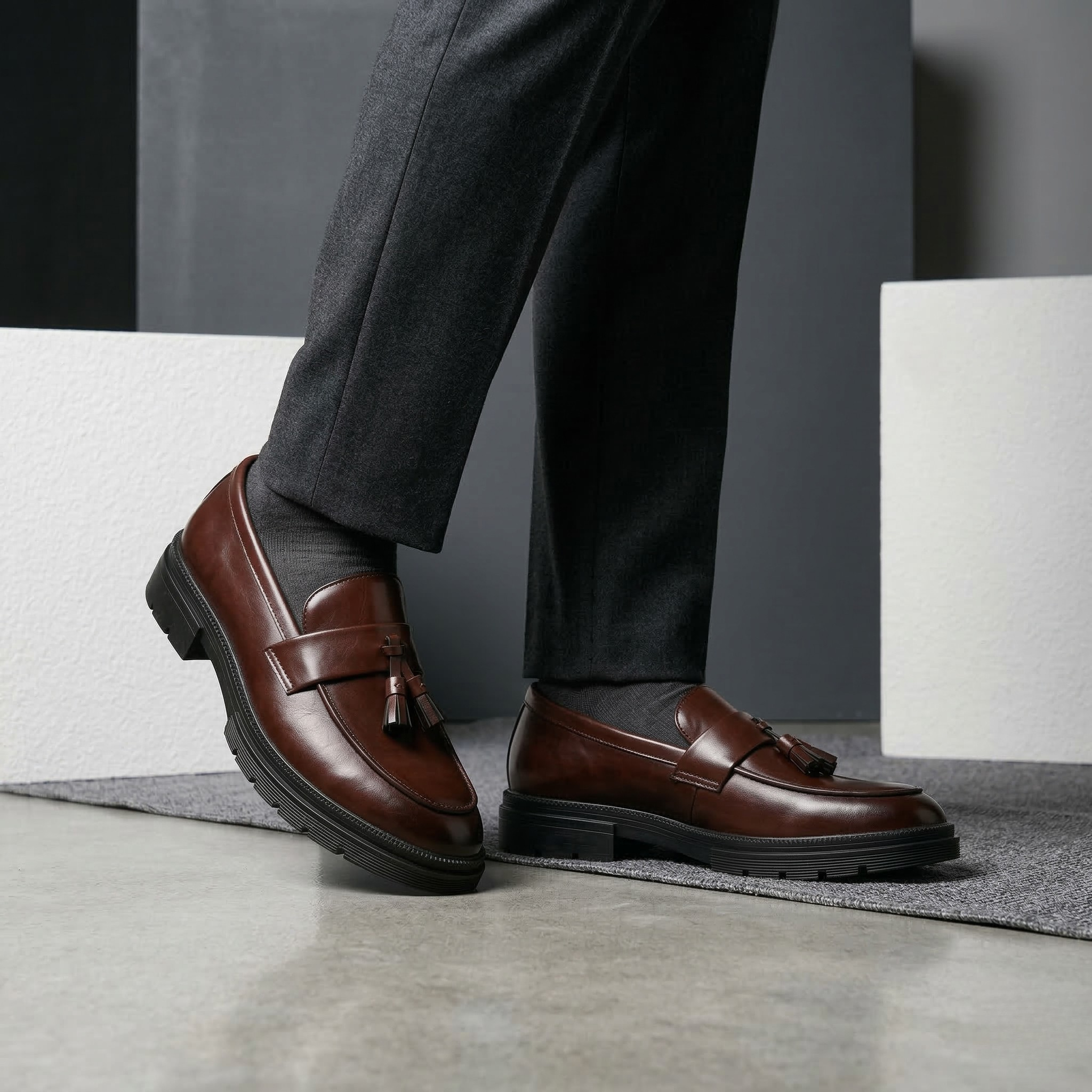 Liam Woven Leather Tassel Loafers