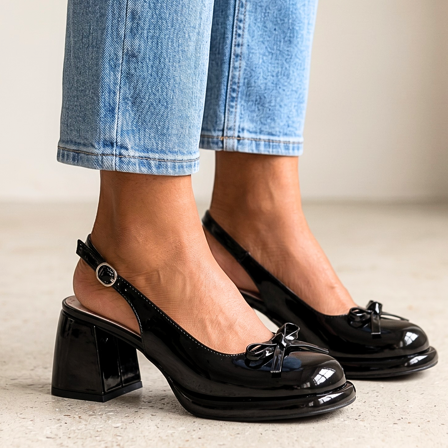 Rosalia Bow Leather Heels