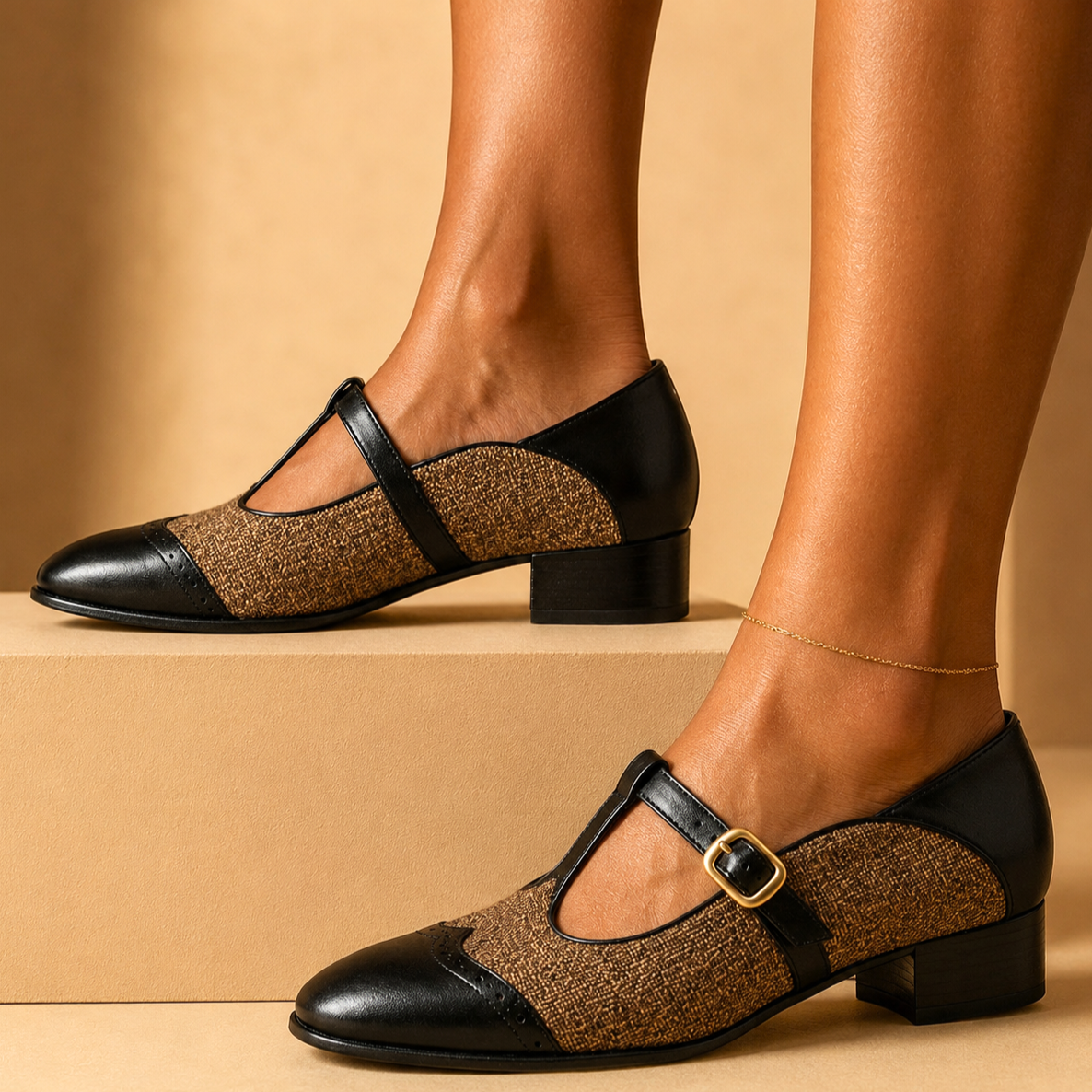 Aurelia Textured Leather Mary Janes