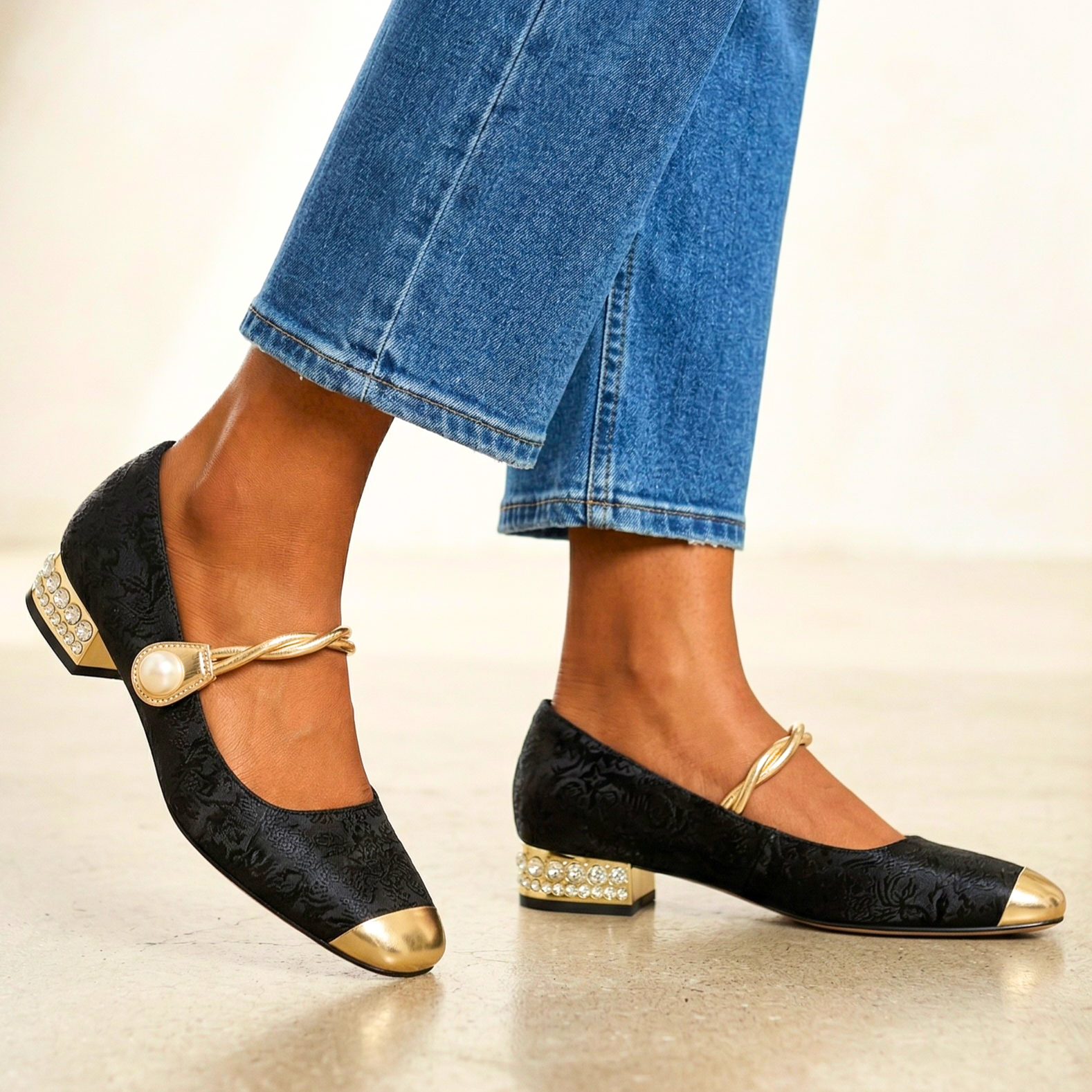 Florentine Pearl Strap Heels