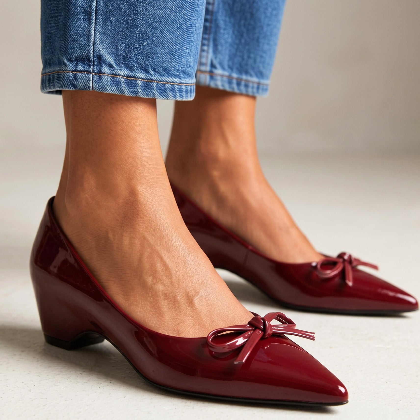 Vivian Bow Leather Flats