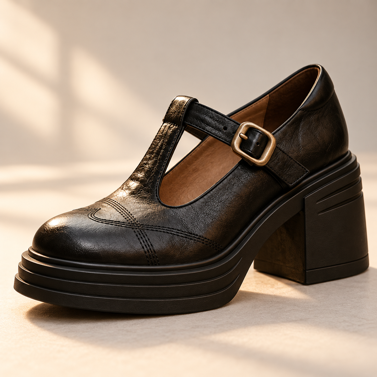 Clara Leather Block Heels