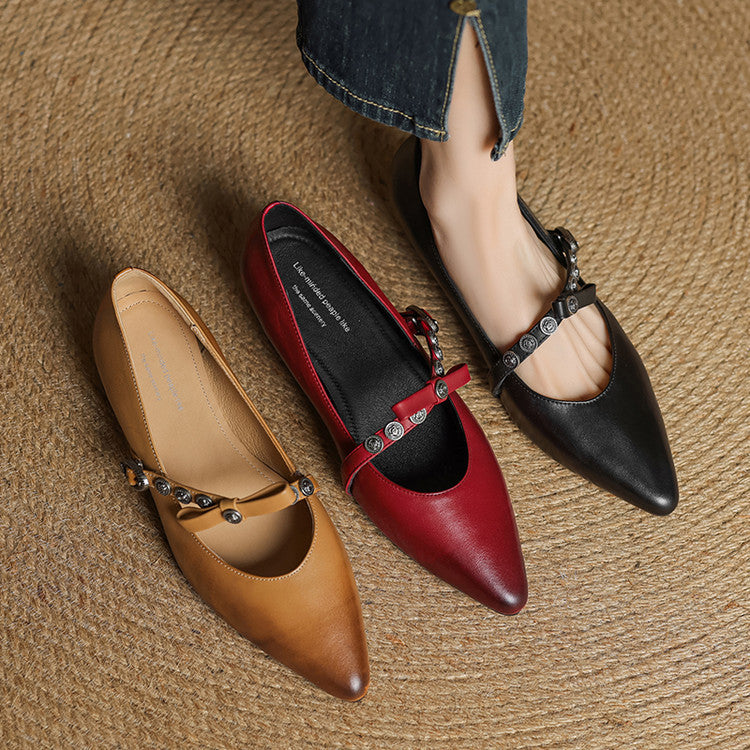 Andrea Genuine Leather Vintage Flats