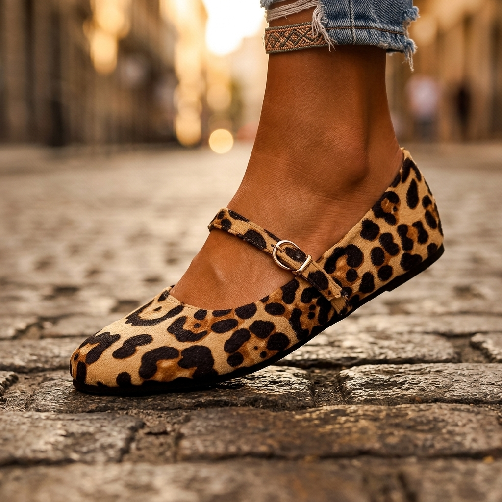 Amelia Leopard Mary Janes