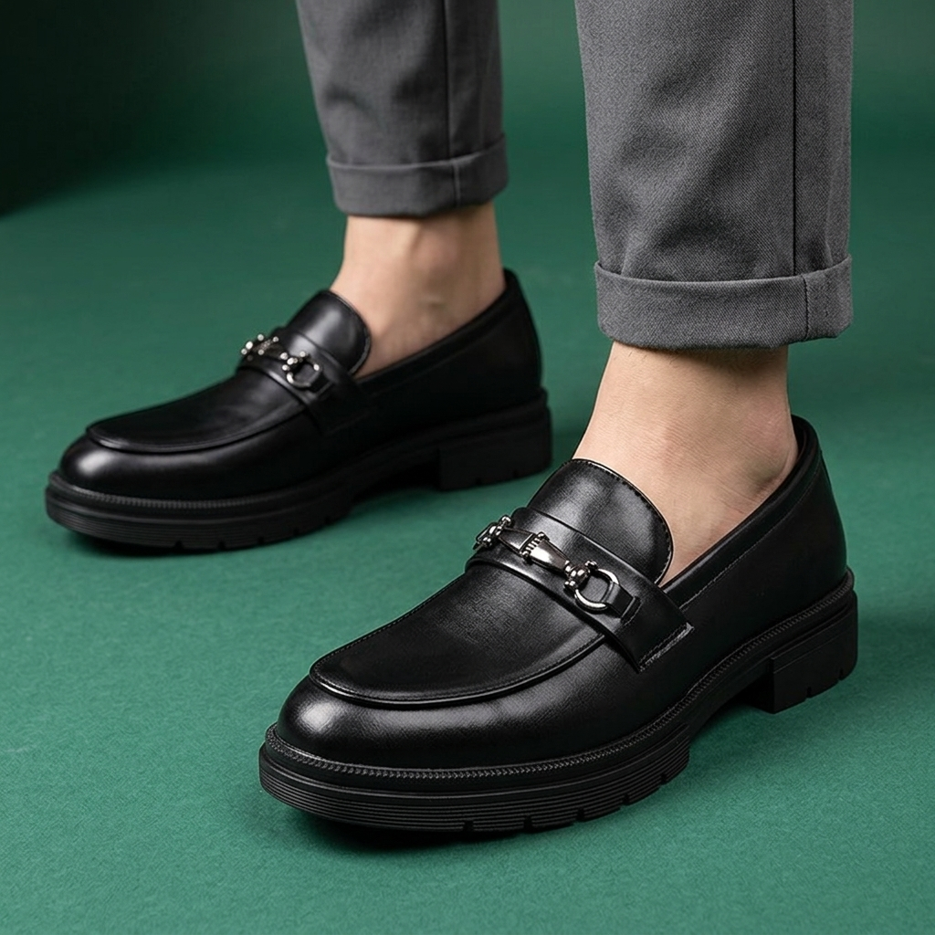 Grant Buckle Leather Loafers
