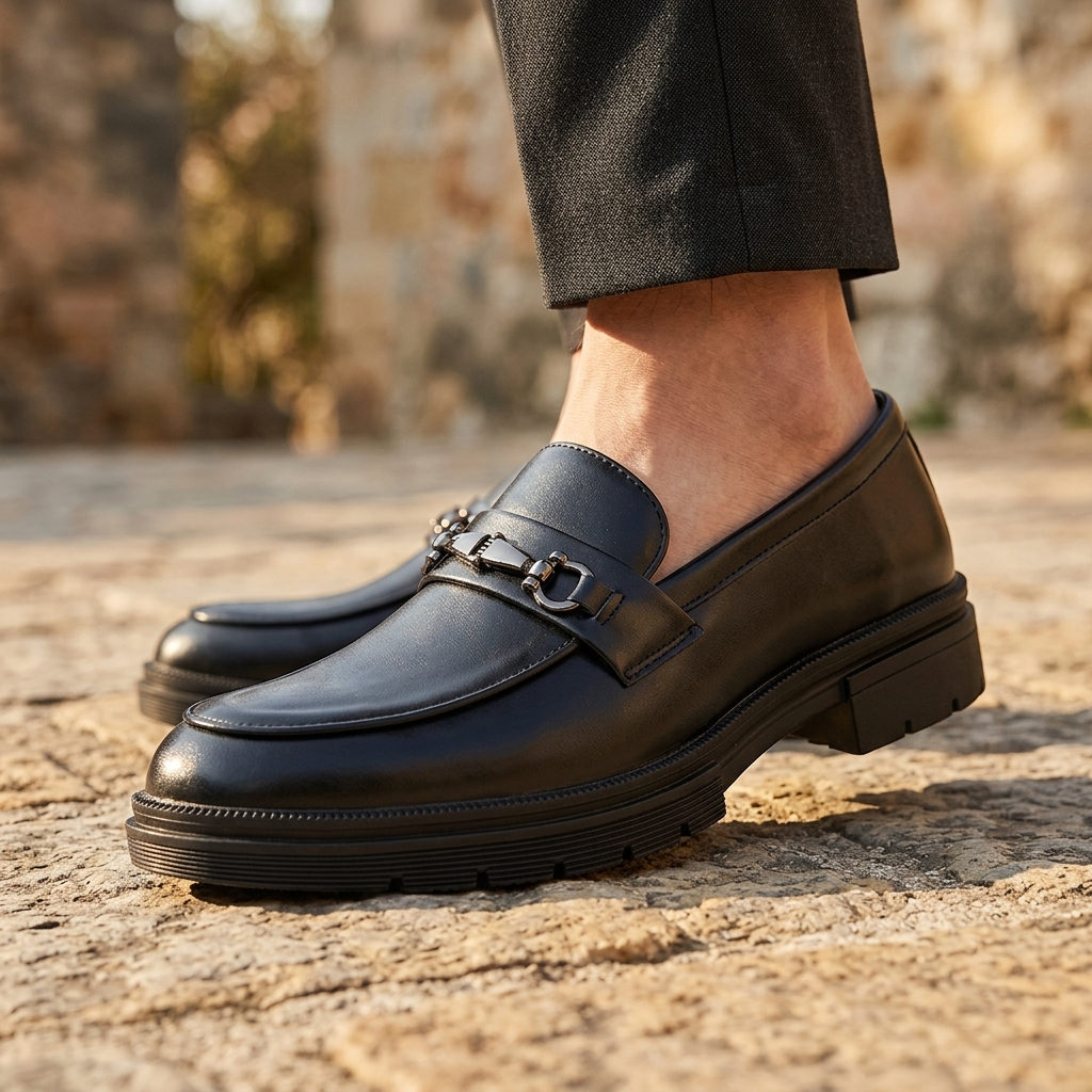 Grant Buckle Leather Loafers