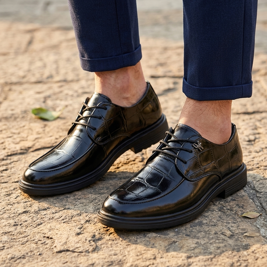 Wesley Croc-Embossed Derbies