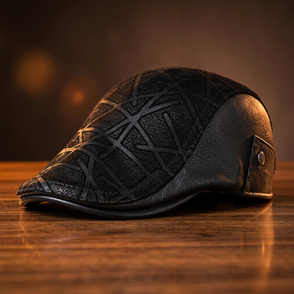 Everett Embossed Leather Ivy Cap