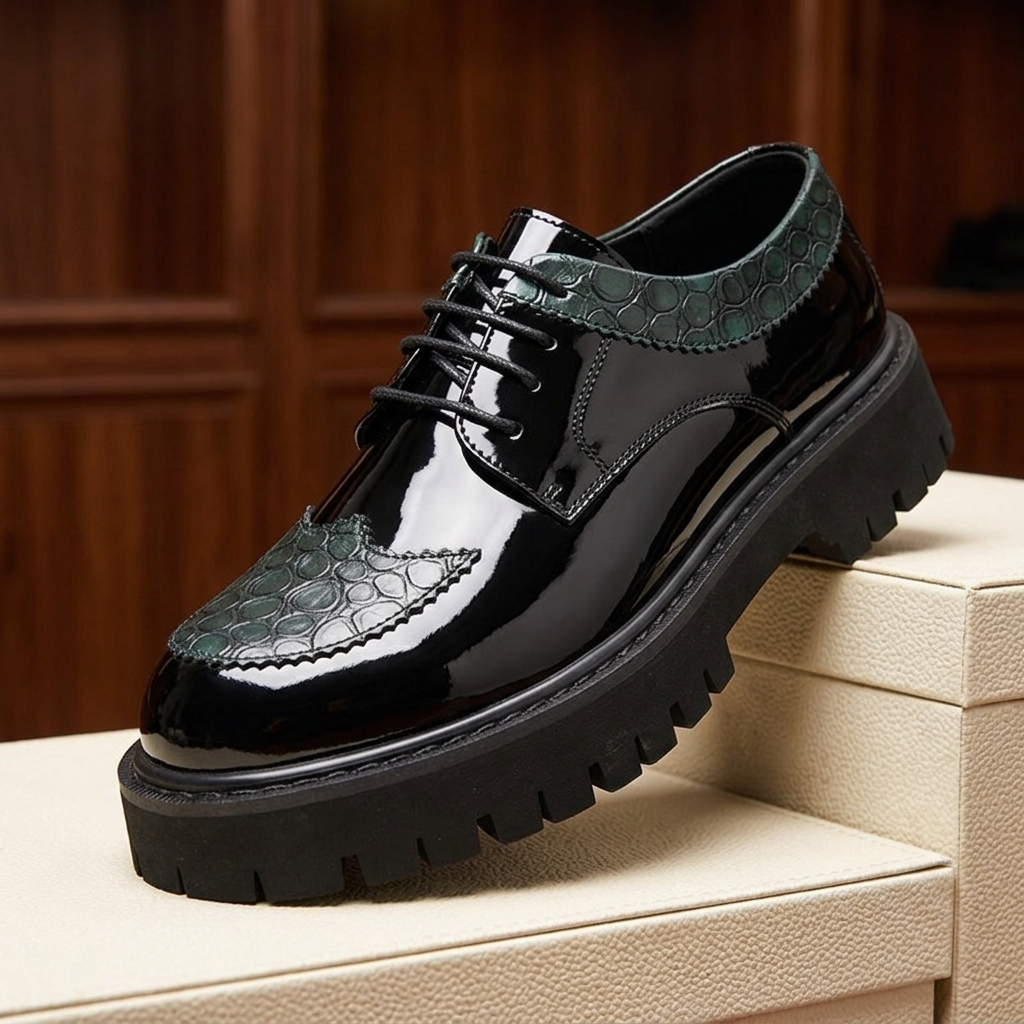 Everett Metallic Leather Derbies
