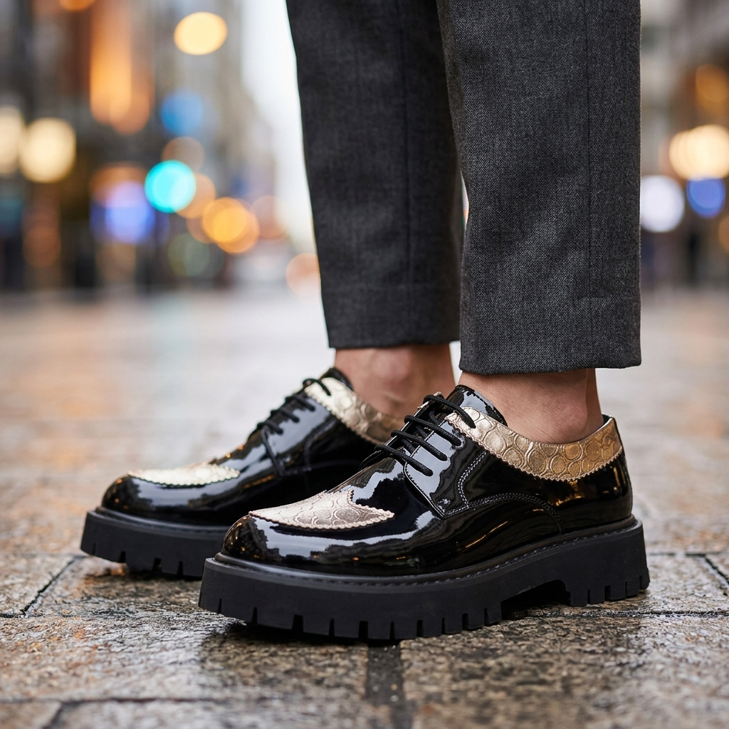 Everett Metallic Leather Derbies