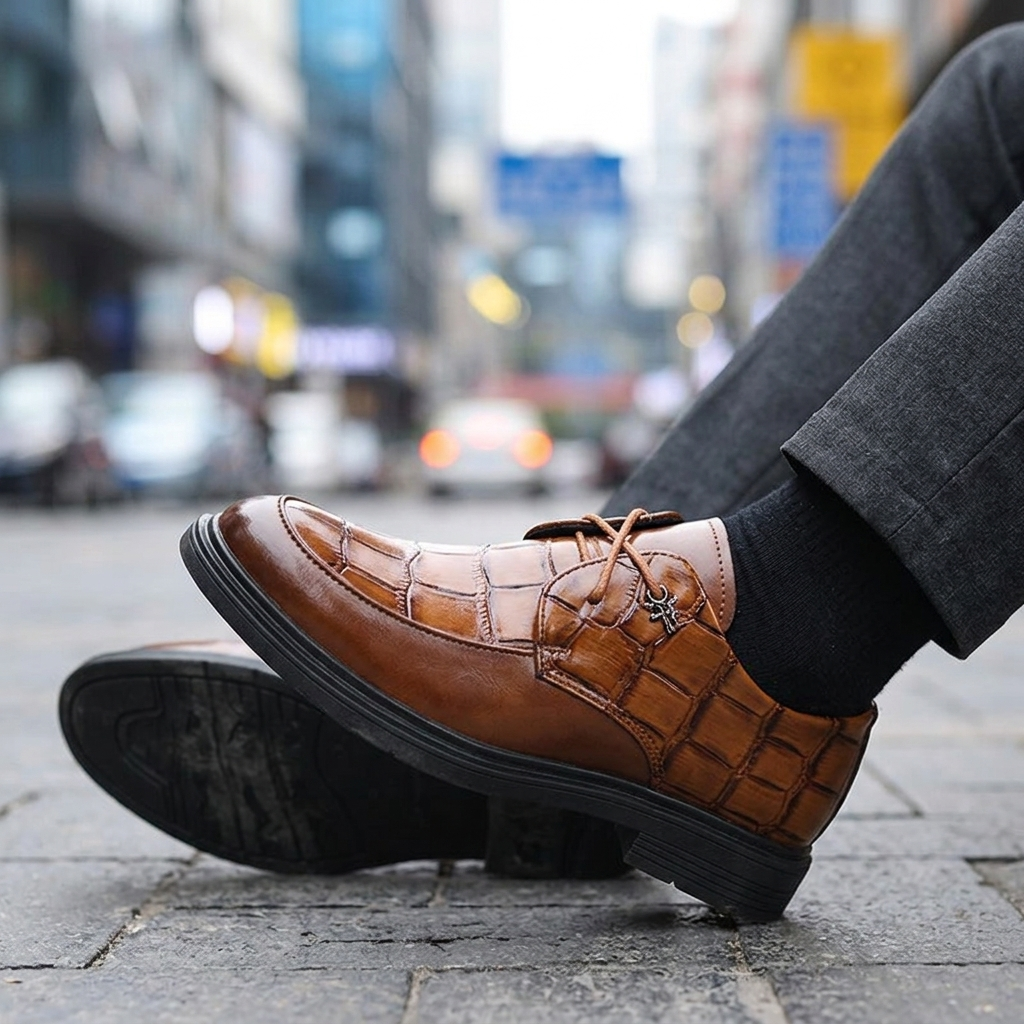 Wesley Croc-Embossed Derbies